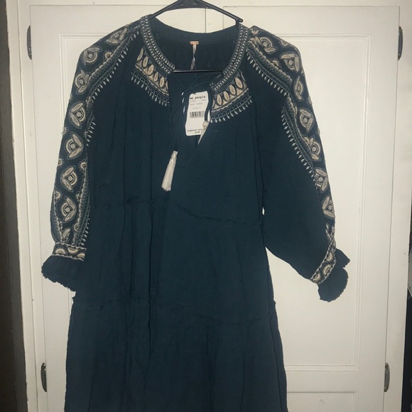 Free people Tunic teal/white Size S NWT. BIN F - Picture 3 of 15